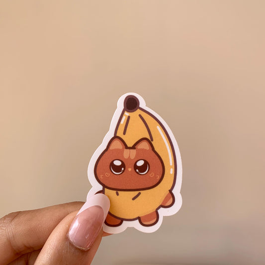 Banana Cat Waterproof Vinyl Sticker for Cat Lovers
