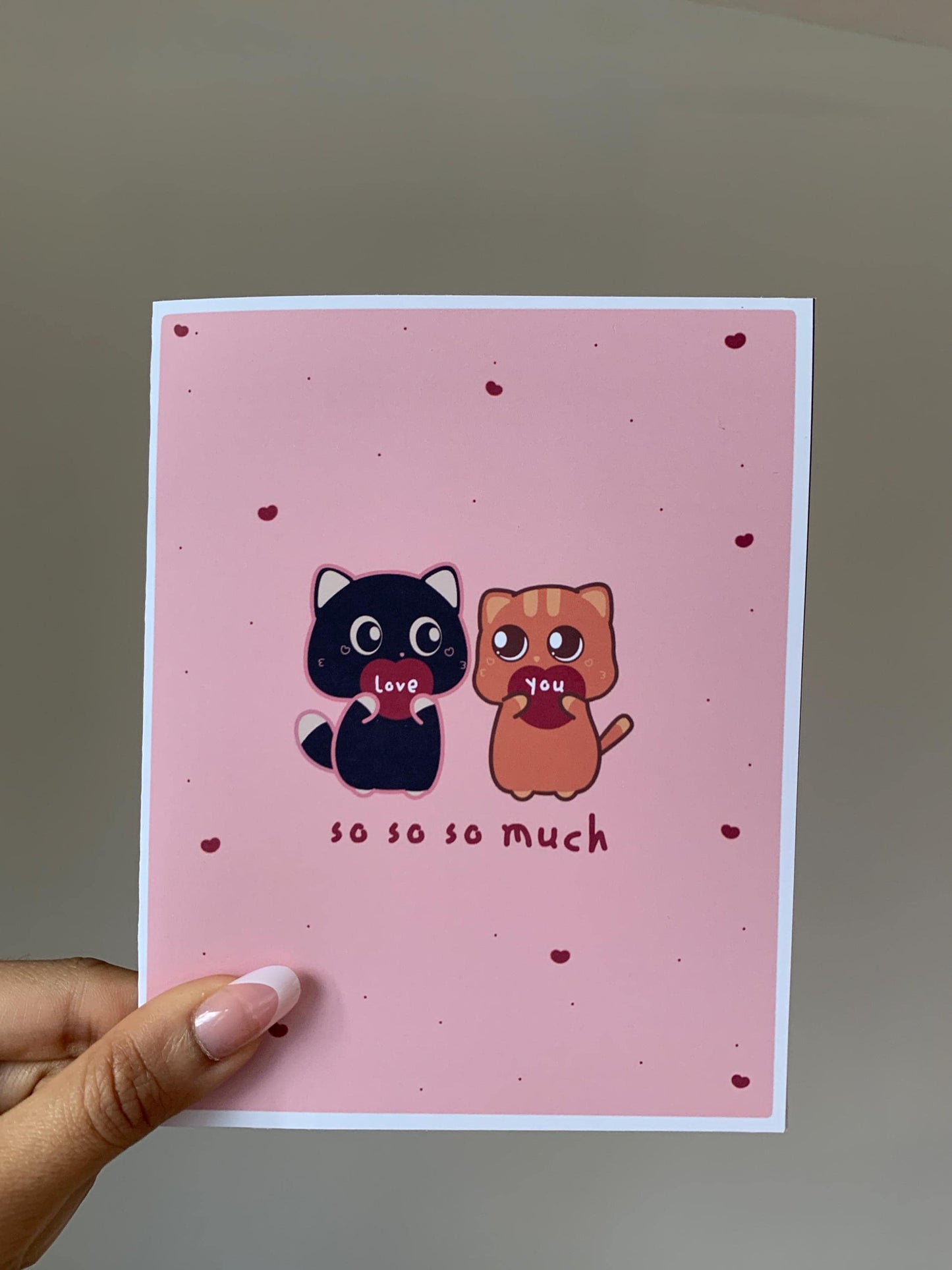 Black and Orange Cat Cute Romantic Card