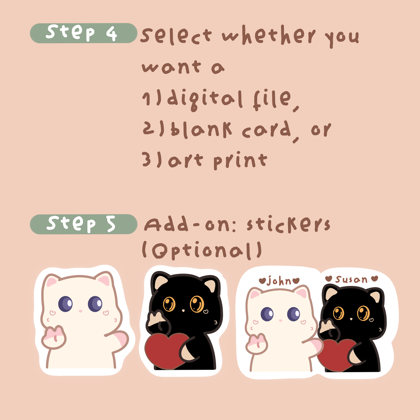 Digital Download Custom Couple Cat Portrait Commission