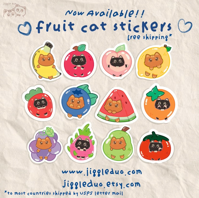 Cute Fruit Cat Stickers