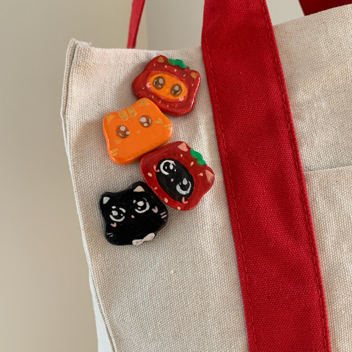 Black & Orange Cat Matching Clay Pins