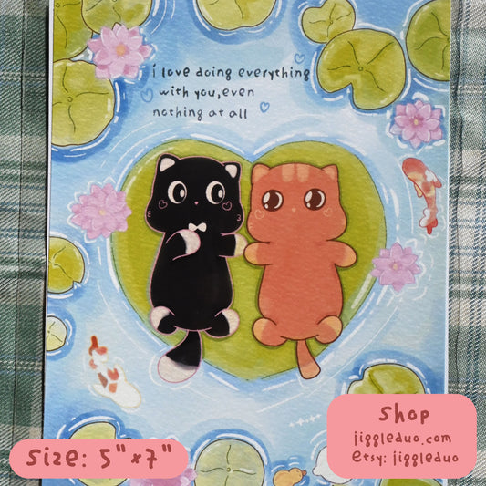 Kitties on 𝔀𝓪𝓽𝓮𝓻 𝓵𝓲𝓵𝓲𝓮𝓼 - Art Print, 5"x7"