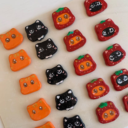 Black & Orange Cat Matching Clay Pins