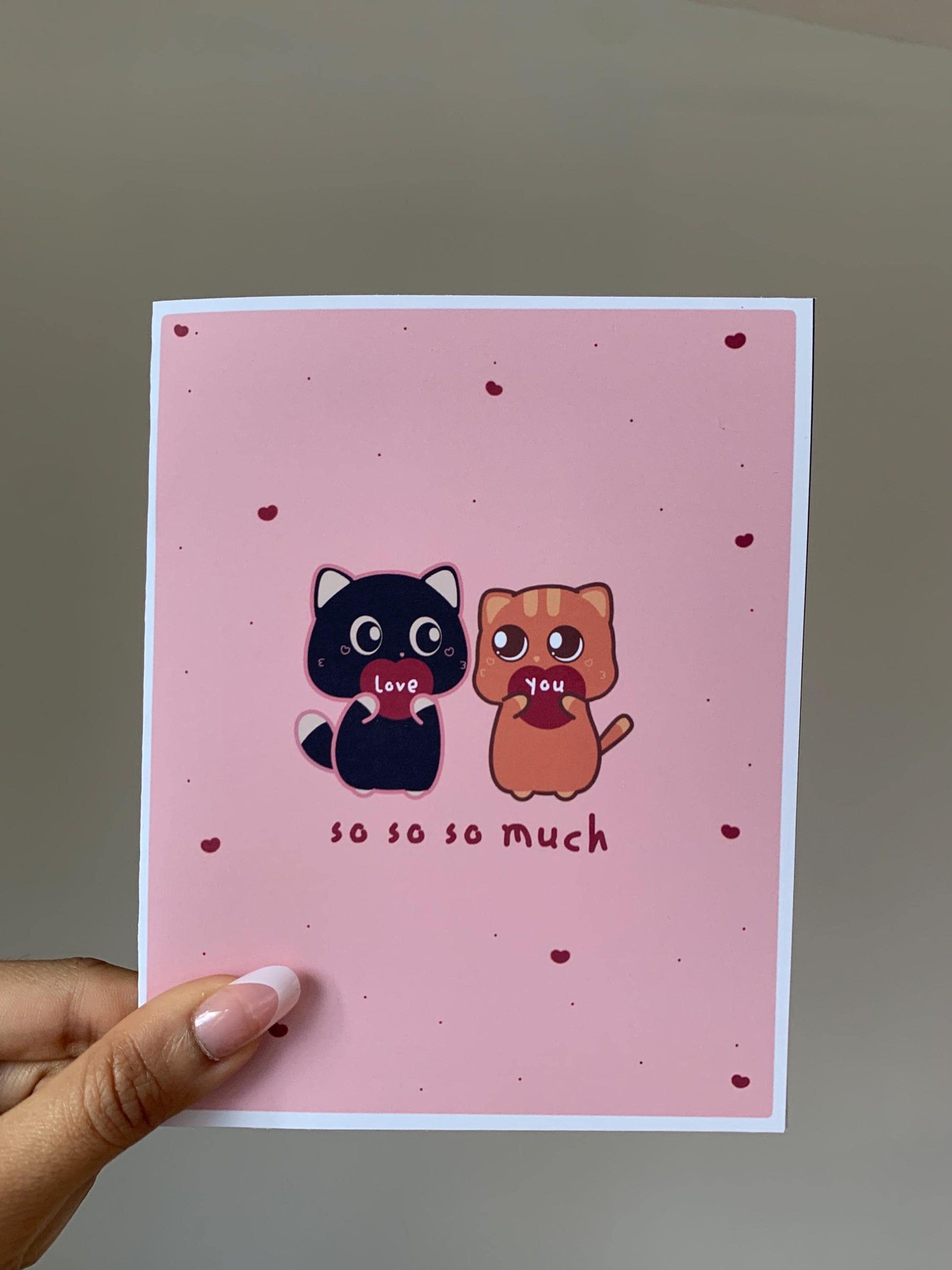 Black and Orange Cat Cute Romantic Card - Main Image