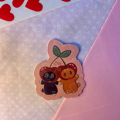I Love You Cherry Much 🍒 | Holographic Heart Sticker