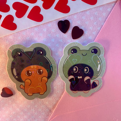 I Frogin Love You | Matching Holographic Heart Sticker