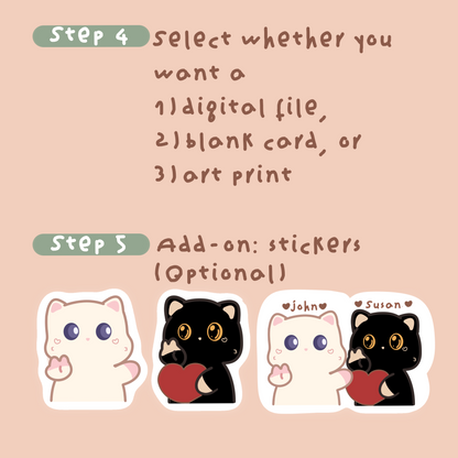 Digital Download Custom Couple Cat Portrait Commission