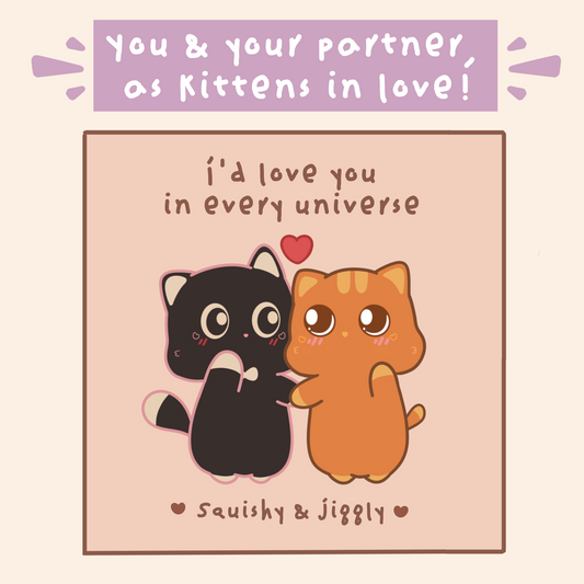 Digital Download Custom Couple Cat Portrait Commission
