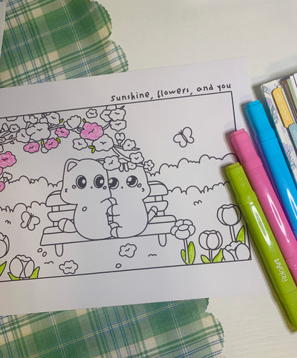Free Cozy Spring Date Coloring & Activity Sheets