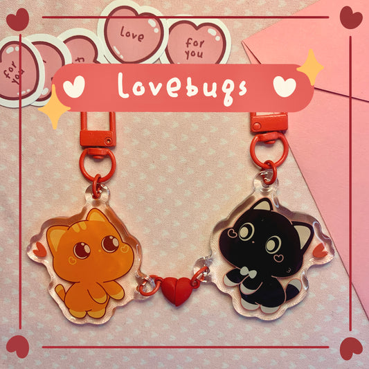 Lovebugs 💖 Matching Magnetic Heart Keychain