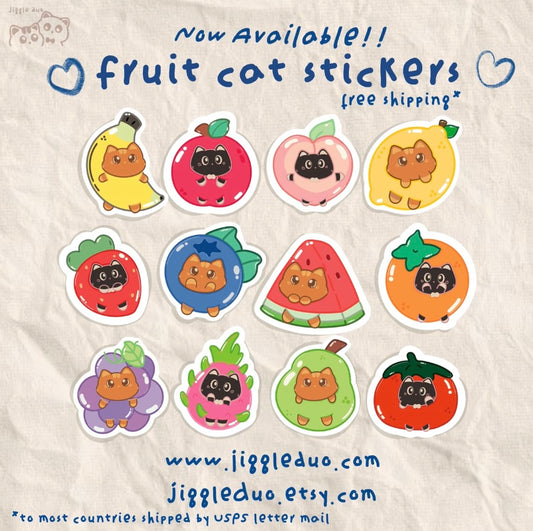 Cute Fruit Cat Stickers
