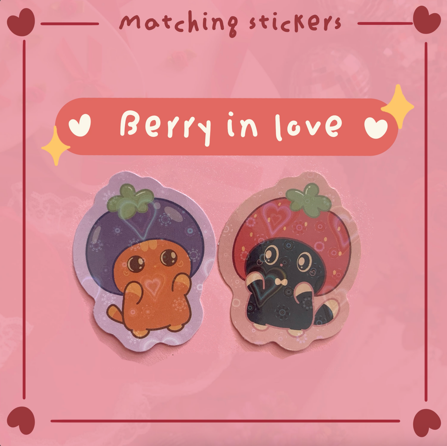 Berry In Love | Matching Holographic Heart Sticker