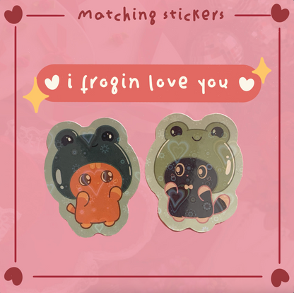 I Frogin Love You | Matching Holographic Heart Sticker