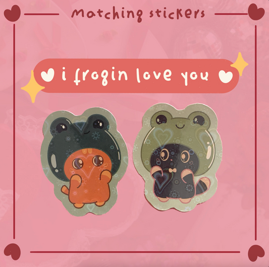 I Frogin Love You | Matching Holographic Heart Sticker