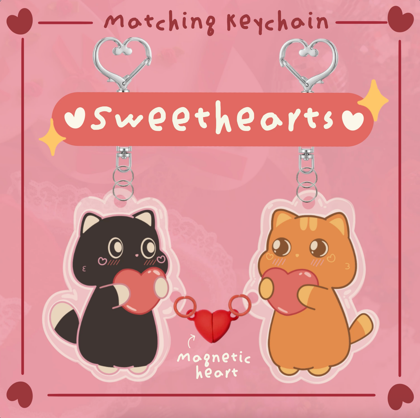 Sweethearts 💖 Matching Magnetic Heart Keychain