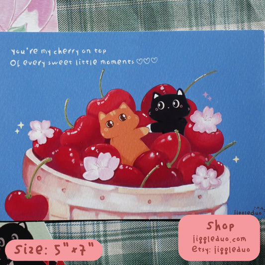 Cherry on Top (🍒˘◡˘🍒) - Art Print, 5"x7"