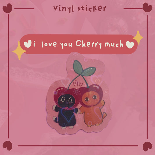 I Love You Cherry Much 🍒 | Holographic Heart Sticker